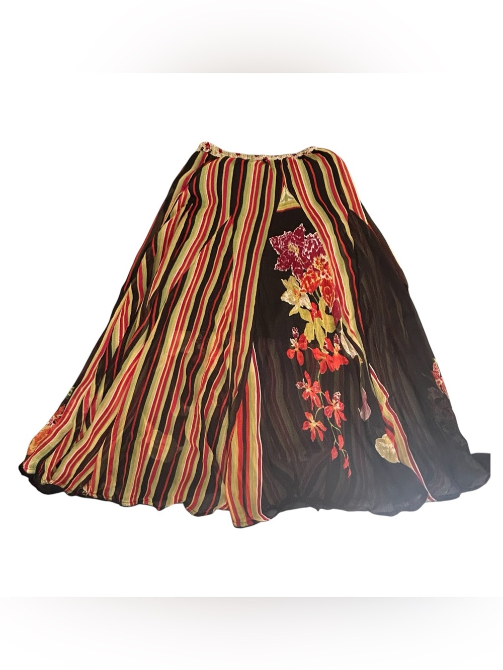 Anu Striped & Floral Maxi Skirt - Size small to medium